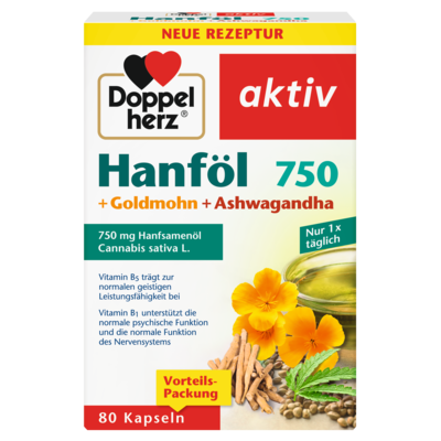 DOPPELHERZ Hanföl+Goldmohn+Ashwagandha Kapseln